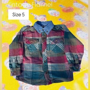 Plaid Kids Shirt with Denim Collar